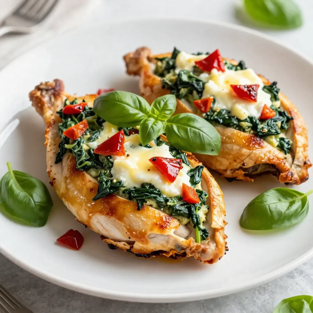 Roasted Red Pepper Spinach Stuffed Chicken Delight