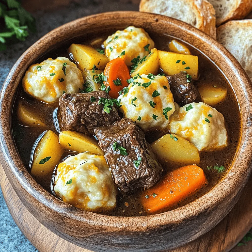 Guinness Beef Stew with Cheddar Herb Dumplings Delight