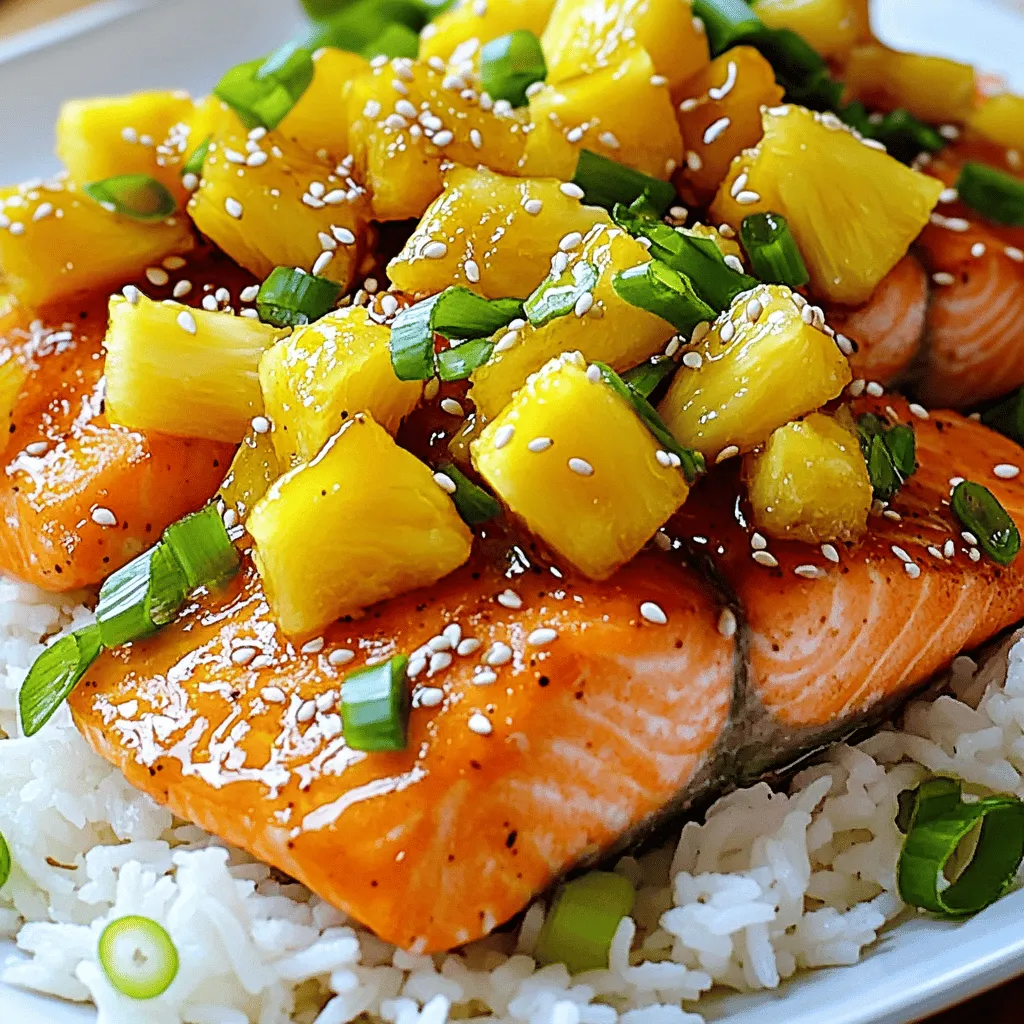 The honey pineapple salmon recipe uses simple yet tasty ingredients. You need four salmon fillets. Each one should weigh about six ounces. Fresh pineapple is key, so grab a cup of diced fruit. For the glaze, you need a quarter cup of honey. Two tablespoons of low-sodium soy sauce add depth. You’ll also use two cloves of minced garlic and one tablespoon of grated ginger. A tablespoon of olive oil helps cook the fish. Lastly, season with salt and pepper to taste.