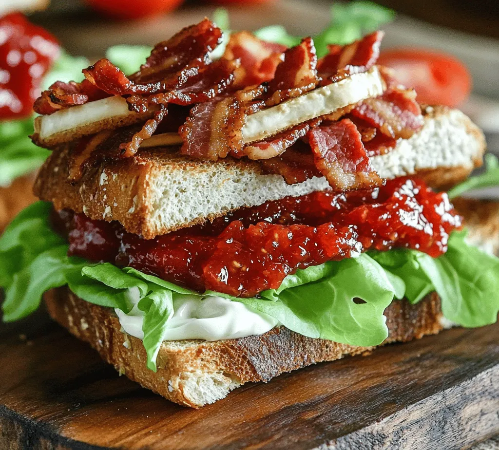 The classic BLT sandwich—a beloved staple in American cuisine—combines crispy bacon, fresh lettuce, and ripe tomatoes nestled between slices of bread. It