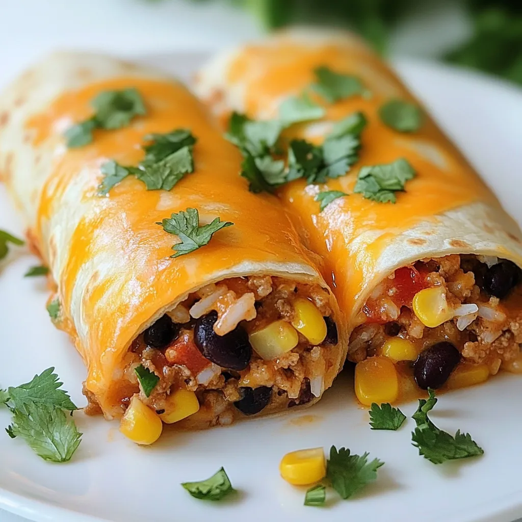Cheesy Ground Chicken Rice Burritos Easy Recipe