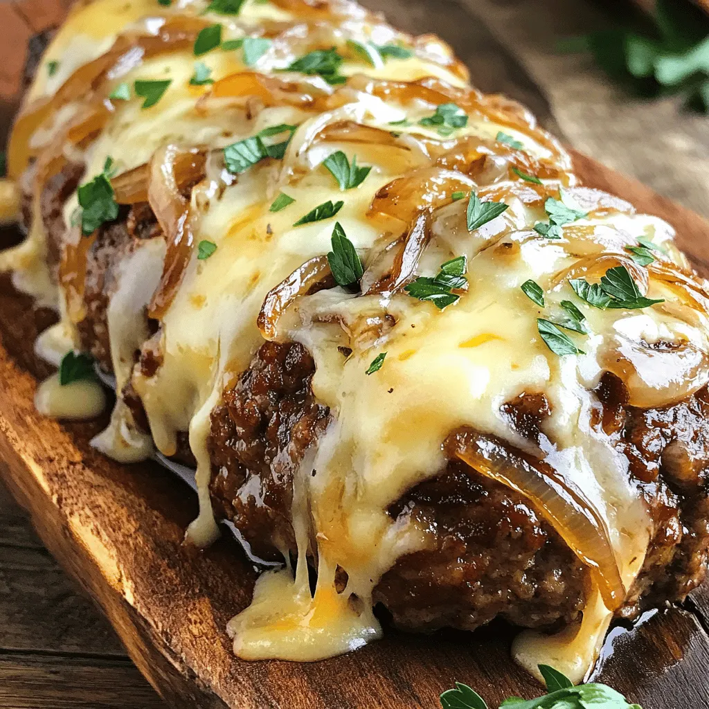 Crockpot French Onion Meatloaf with Melted Swiss Cheese