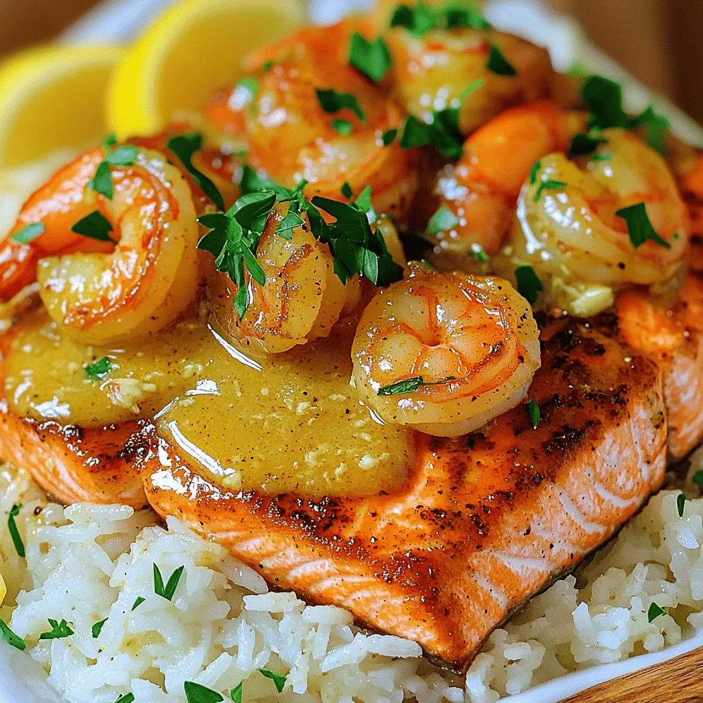 Cajun Salmon and Shrimp with Garlic Butter Sauce Delight