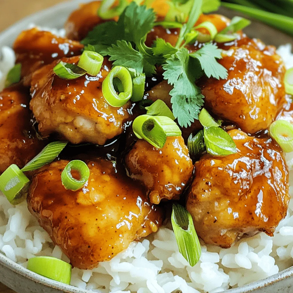 To make easy bourbon chicken, you need simple ingredients. You will need 1 pound of boneless, skinless chicken thighs. These thighs have great flavor and stay juicy. You can cut them into bite-sized pieces for quick cooking.
