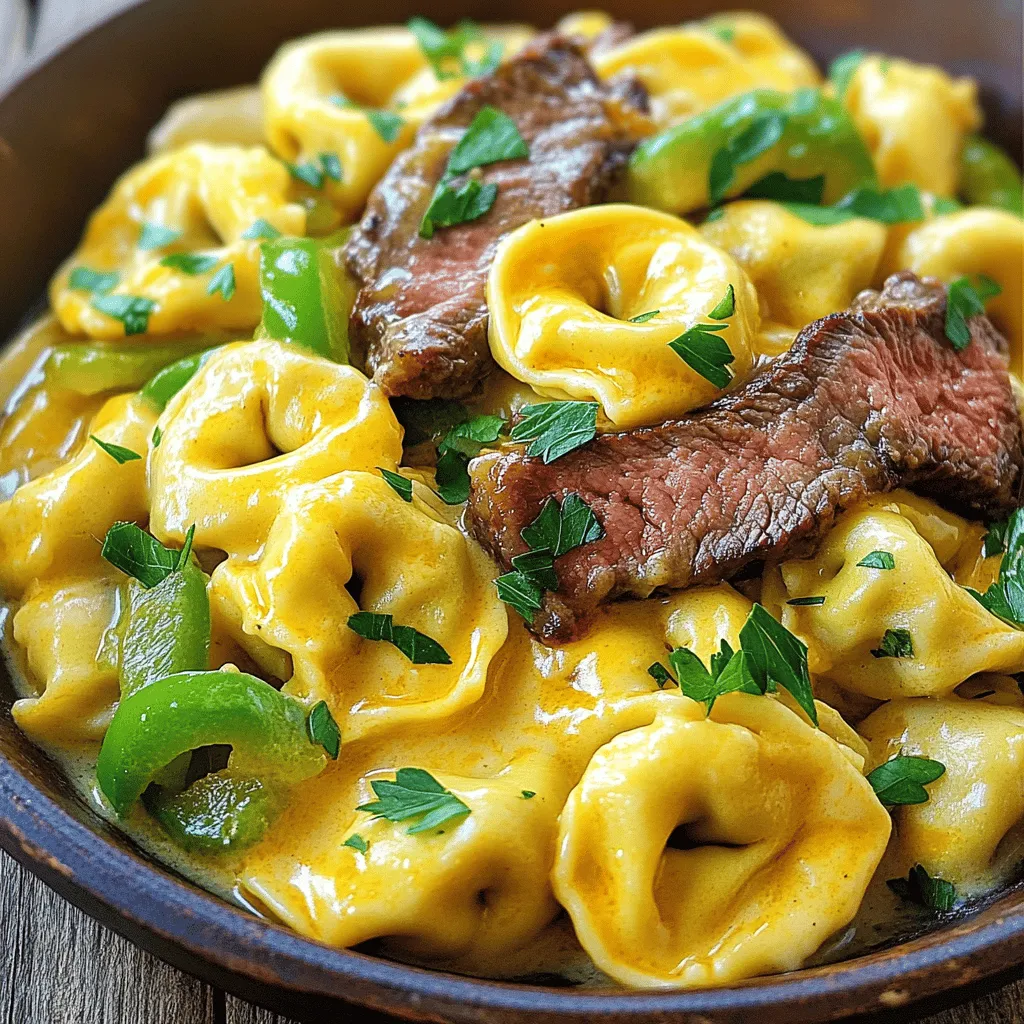 Savory Cheesesteak Tortellini in Creamy Provolone Sauce