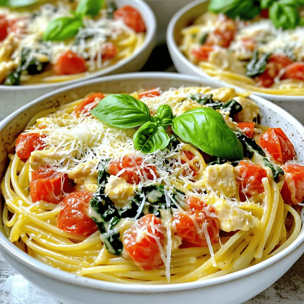 Tomato Spinach Chicken Spaghetti Quick and Easy Meal