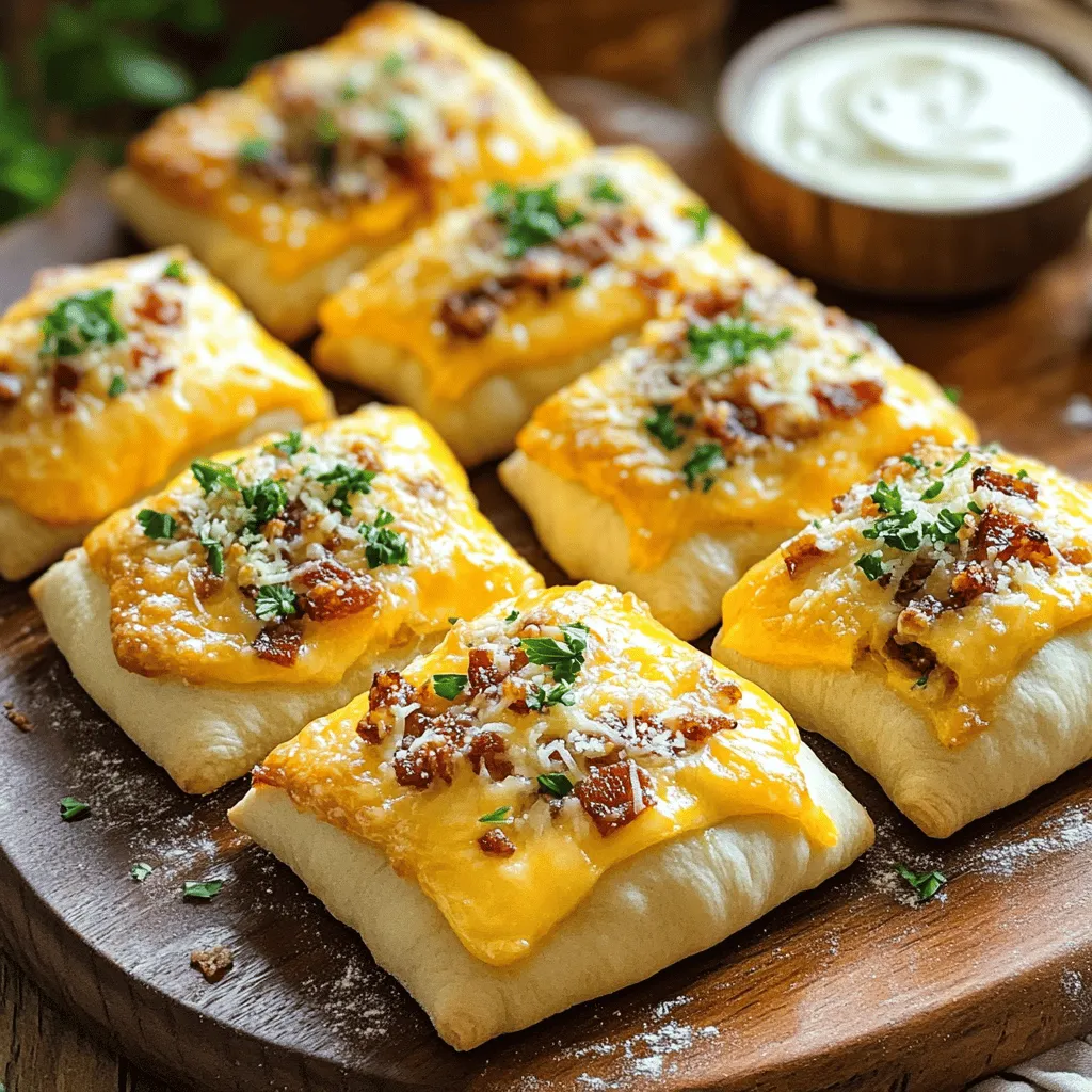 Garlic Parmesan Bacon Cheeseburger Bombs are tasty bites filled with beef and cheese. They have a crispy outer layer and a warm, gooey center. Each bomb combines ground beef, cheddar cheese, cream cheese, and savory bacon. The garlic powder adds a nice kick, while the Parmesan on top gives a rich flavor.