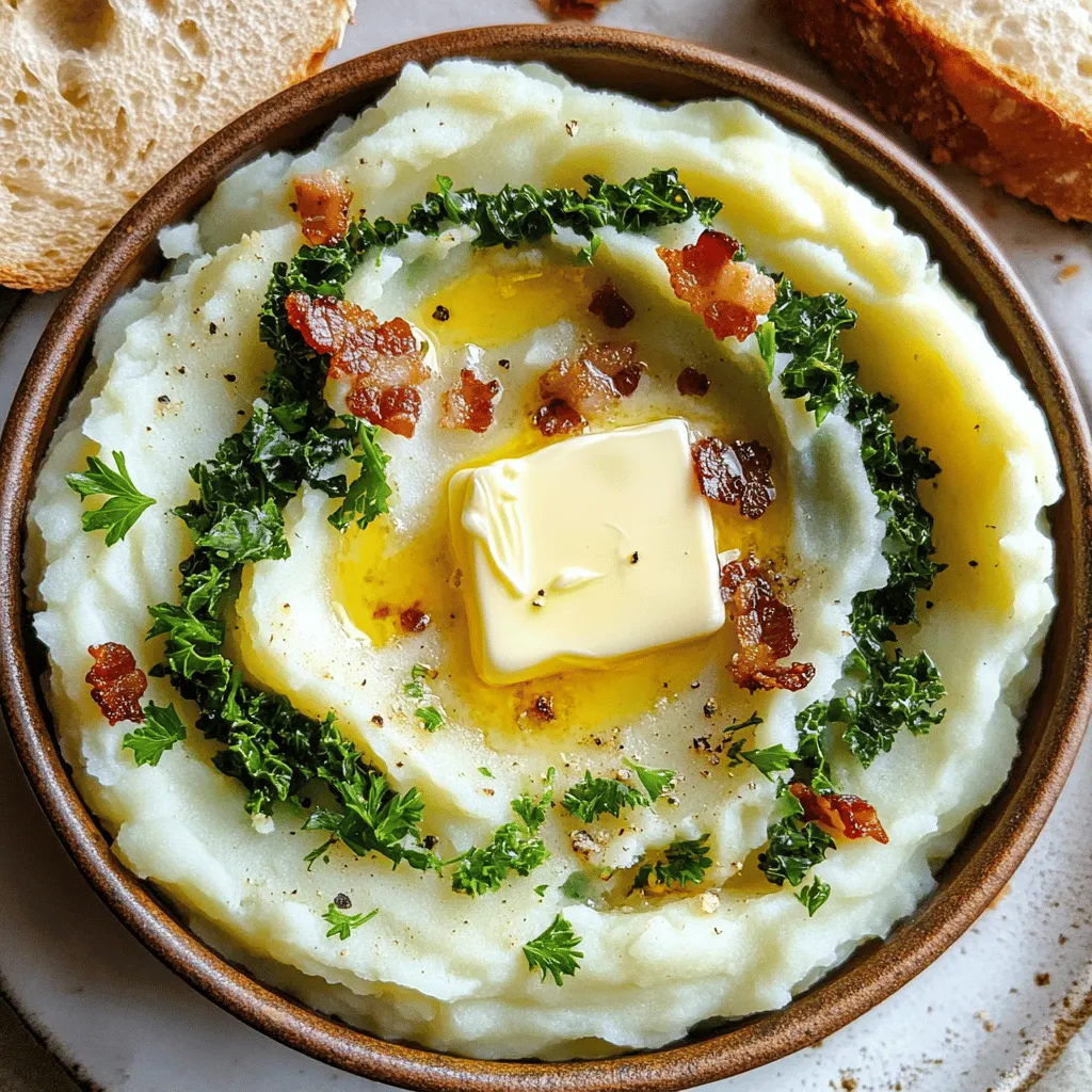 Colcannon is a warm dish full of comfort and flavor. The key ingredients needed for the recipe are simple. You will need 2 lbs of russet potatoes, peeled and cubed. These potatoes form the creamy base. Next, you add 1 cup of shredded green cabbage. Cabbage gives the dish a nice crunch and flavor. For a twist, I often add 1 cup of chopped kale. Kale adds a vibrant color and extra nutrients.