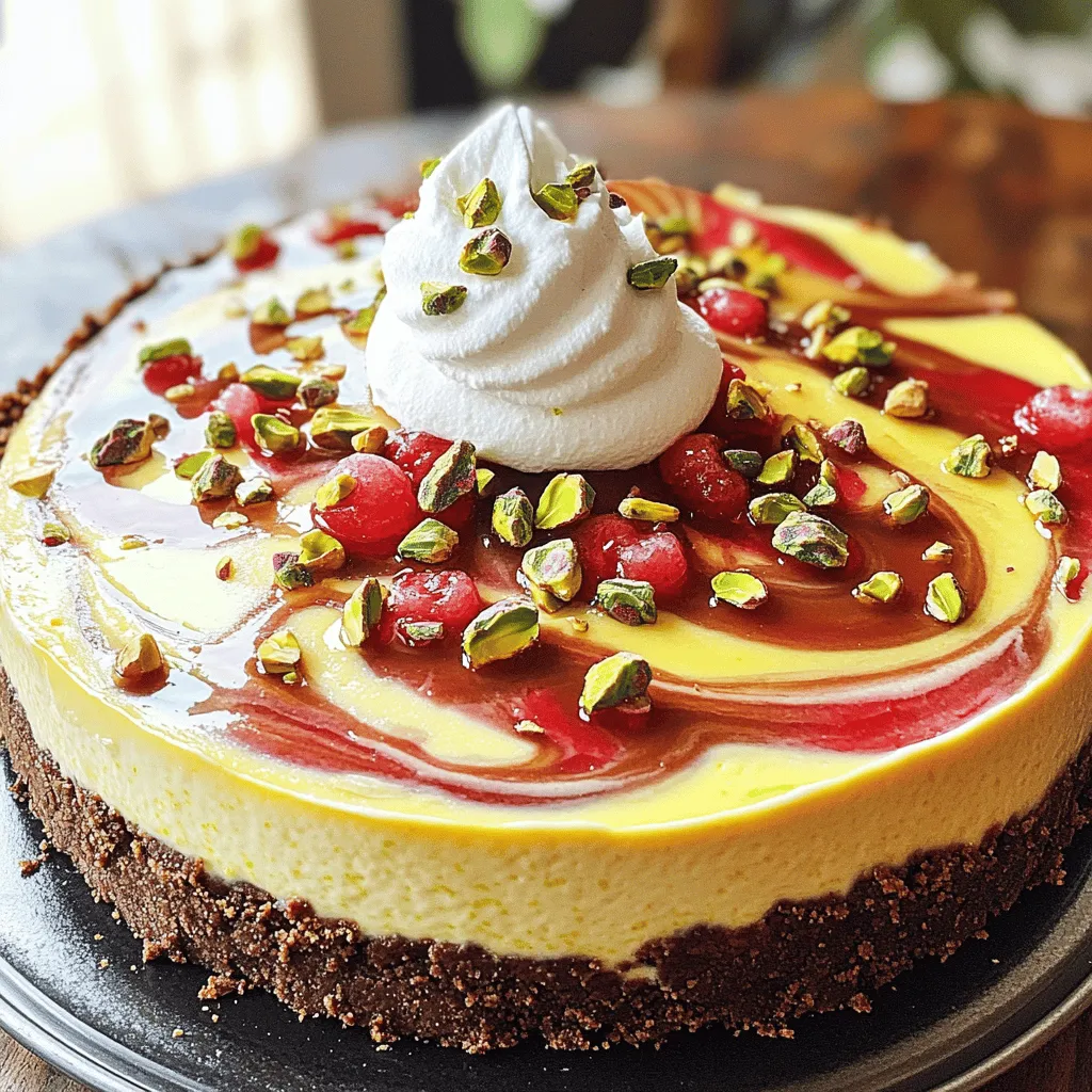 To create the Lemon-Lime Cherry Pistachio Cheesecake, gather these simple ingredients: