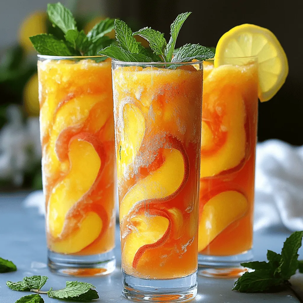 To make this frozen peach lemonade recipe, you need just a few simple ingredients. These will create a refreshing drink that everyone will love.