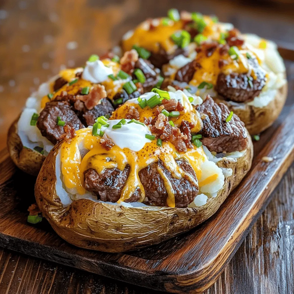 Loaded Baked Potato with Juicy Steak Bites Delight