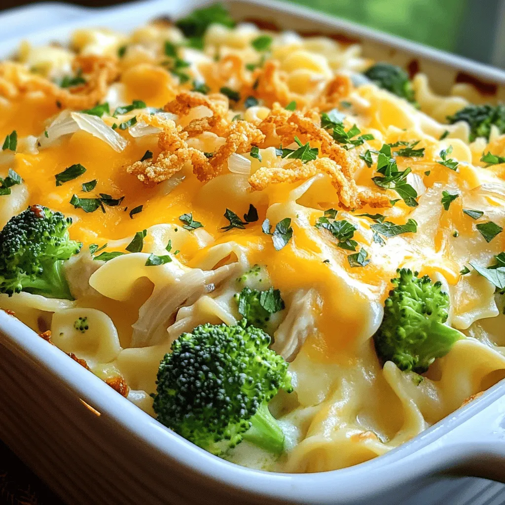 - 3 cups cooked rotisserie chicken, shredded - 8 ounces egg noodles - 2 cups broccoli florets, blanched - 1 cup grated cheddar cheese