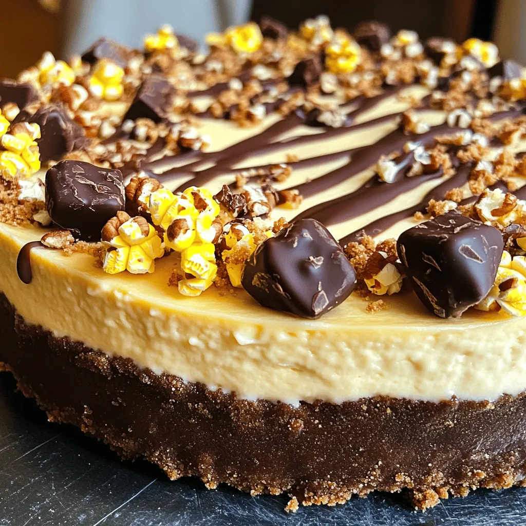 To make Moose Munch Cheesecake, gather these ingredients: - 1 ½ cups graham cracker crumbs - ½ cup unsalted butter, melted - 1 cup cream cheese, softened - 1 cup sweetened condensed milk - 1 cup sour cream - ½ cup granulated sugar - 2 large eggs - 1 teaspoon vanilla extract - 1 cup Moose Munch popcorn (chocolate-covered popcorn with nuts) - ¼ cup chocolate chips (optional for garnish) - ¼ cup crushed nuts (peanuts or almonds) for topping