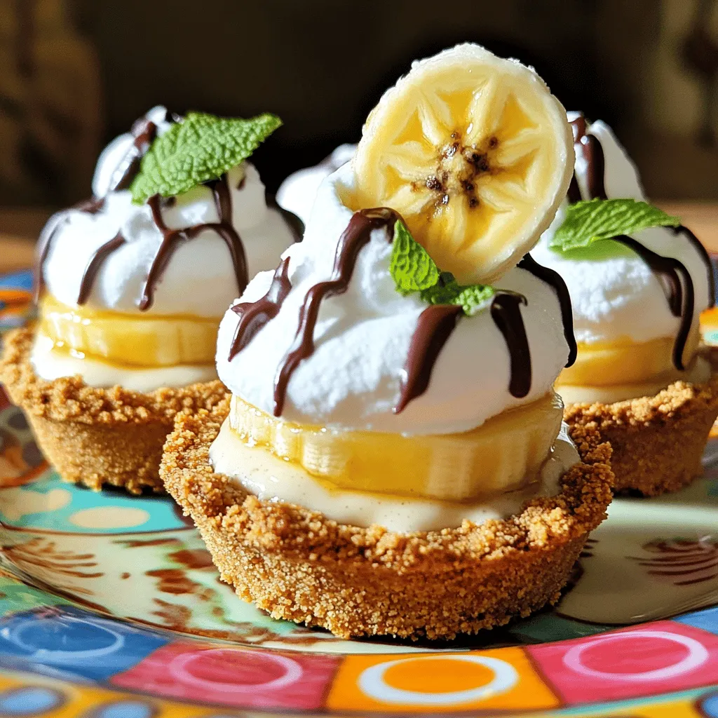 To make these easy no-bake mini banana cream pies, gather the following items: