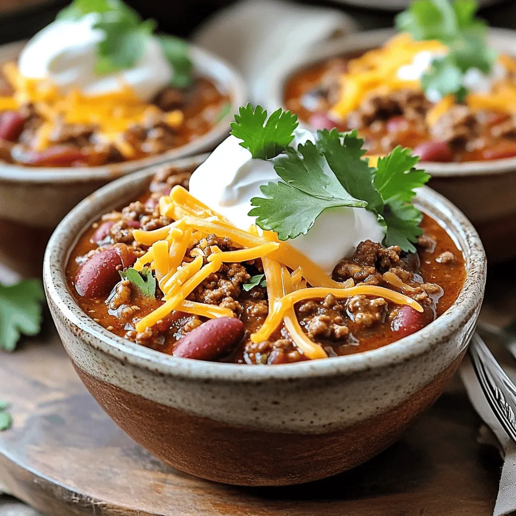Chili needs some key ingredients to shine. You need ground beef or turkey as the base. This gives your chili a nice, hearty flavor. Next, add a medium onion, diced, to bring sweetness. Two cloves of minced garlic add depth. A bell pepper, diced, brings crunch and color.