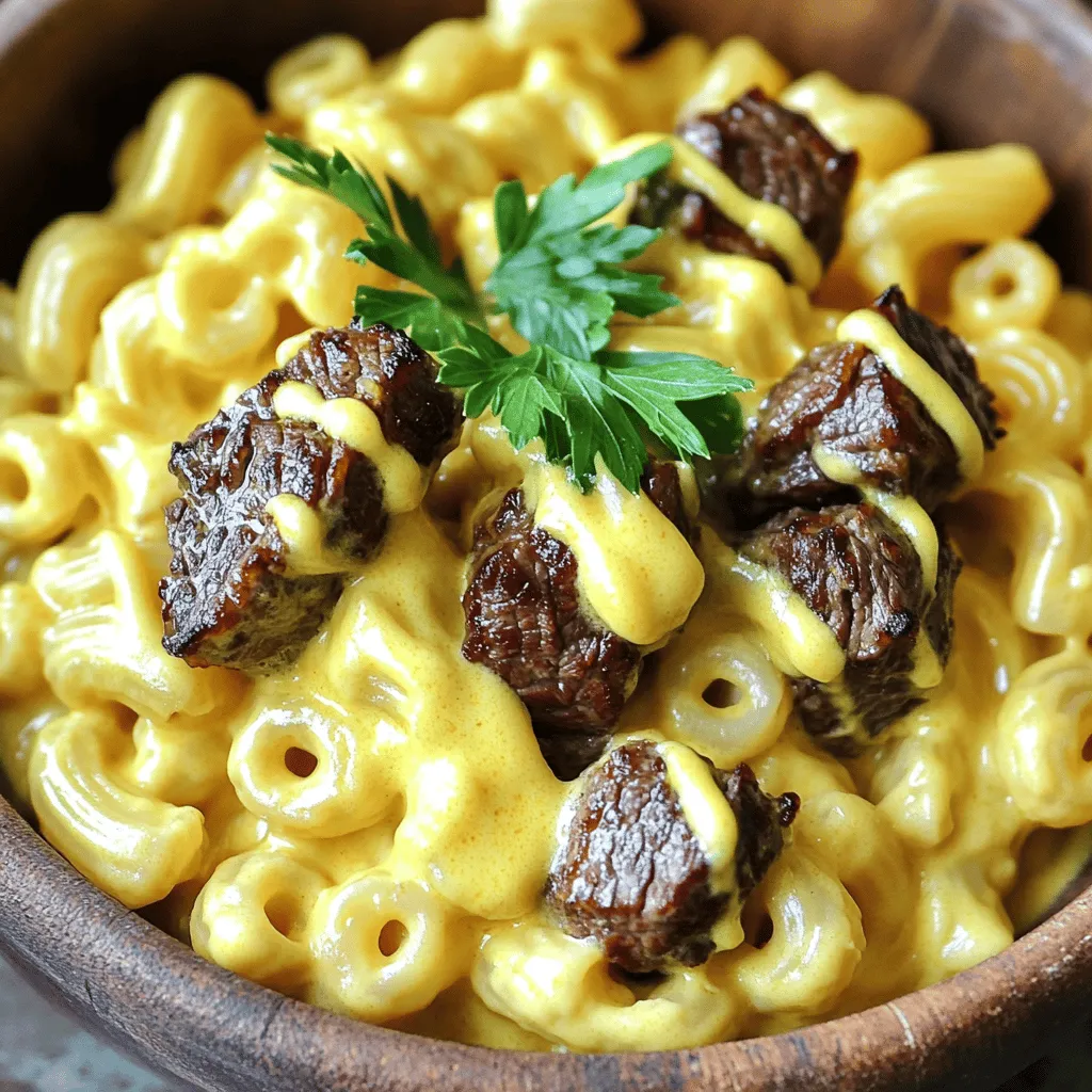 Savory Beer Mac and Cheese with Steak Bites Recipe