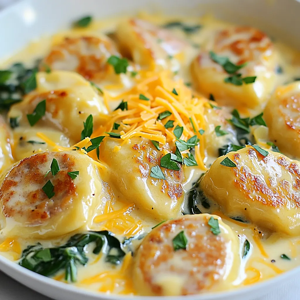 One-Pan Creamy Pierogi with Turkey Sausage Delight