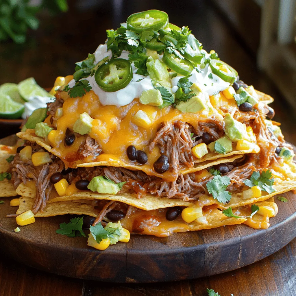 Pulled pork nachos are a fun twist on a classic snack. They mix crispy tortilla chips with savory pulled pork. The rich flavors and textures make them a hit at any gathering.