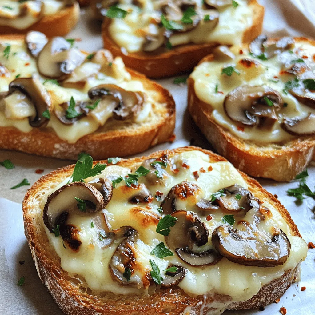 Gourmet Cheesy Mushroom and Garlic Toasts Delight