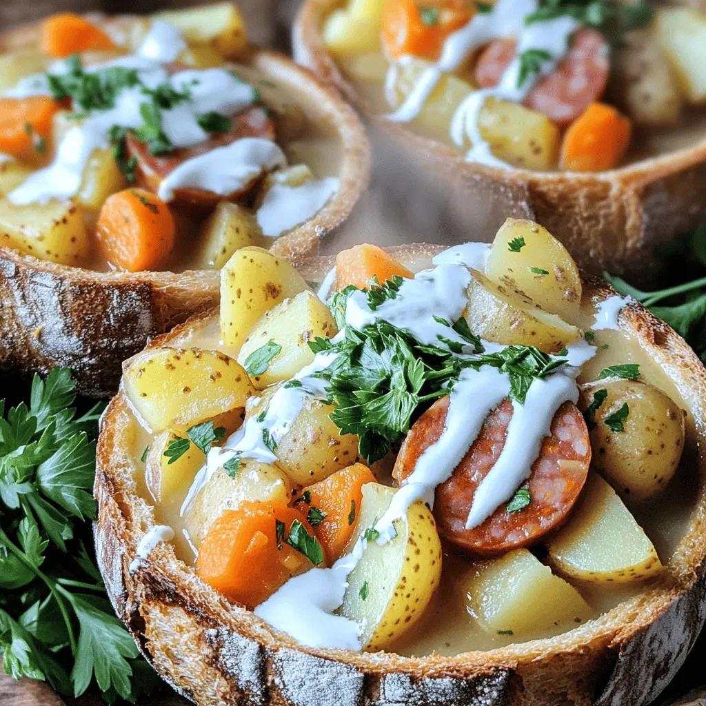 Slow Cooker German Potato Soup with Sausages Delight
