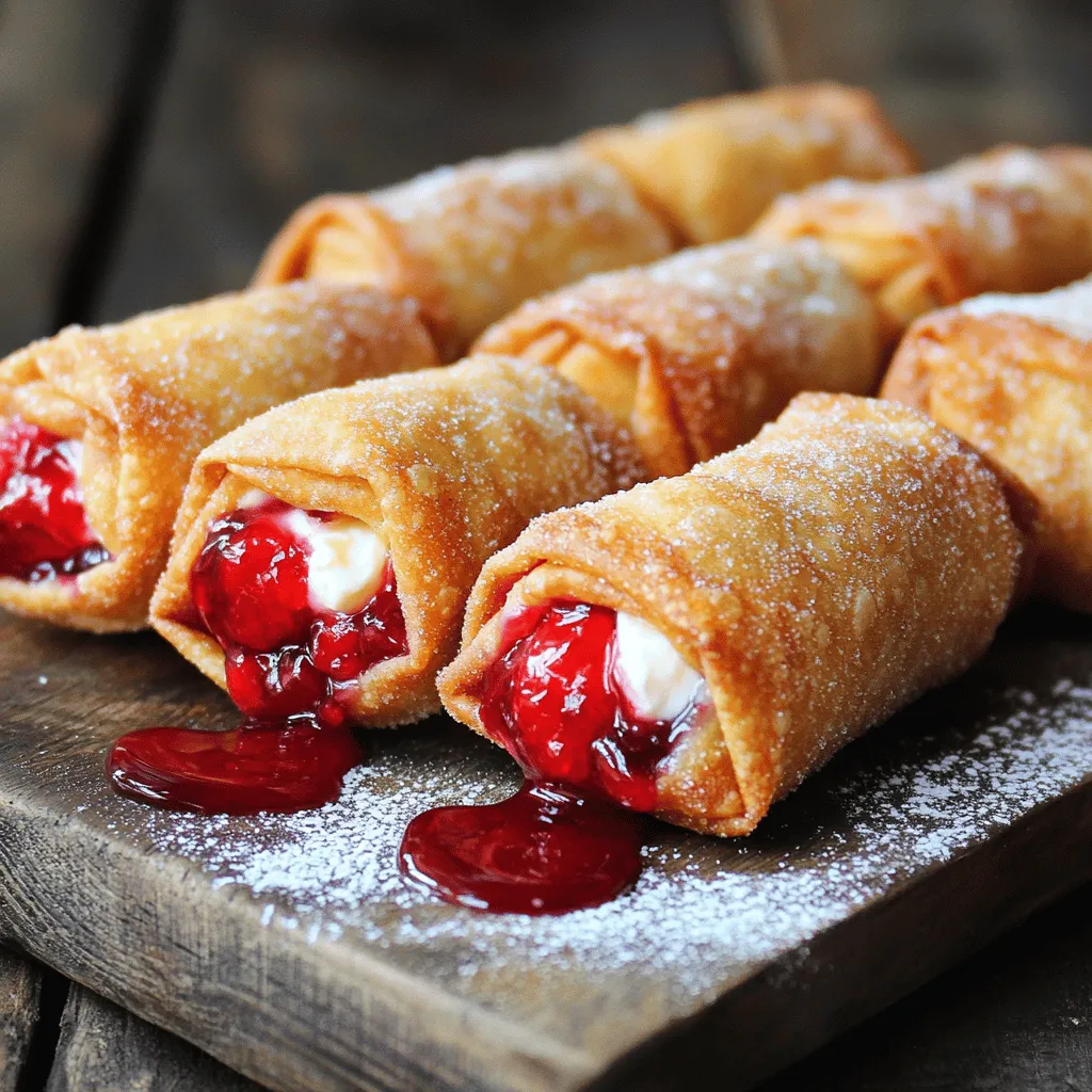 Cherry cheesecake egg rolls are a fun twist on a classic dessert. They combine the creamy richness of cheesecake with the crispy texture of egg rolls. This dessert is not only delicious but also easy to make. You can impress your friends and family with this unique treat.