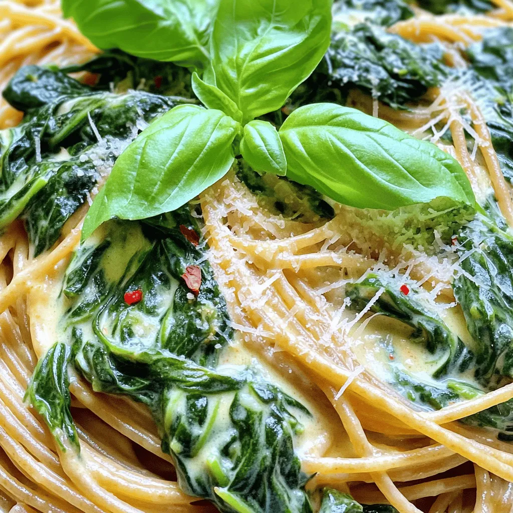 To make this creamy spinach pasta, you need a few key ingredients. Here is what you will need: