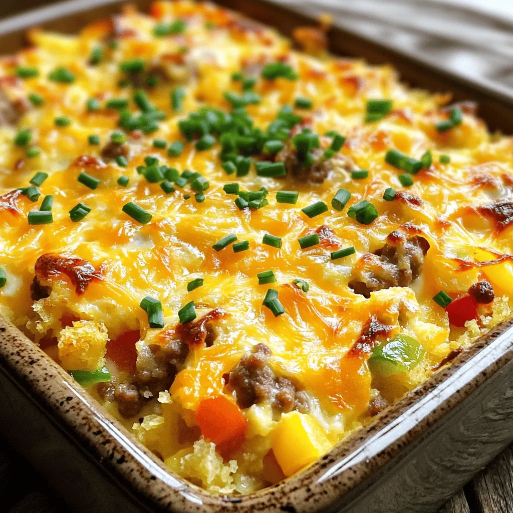 Breakfast Casserole with Eggs, Potatoes and Sausage Delight