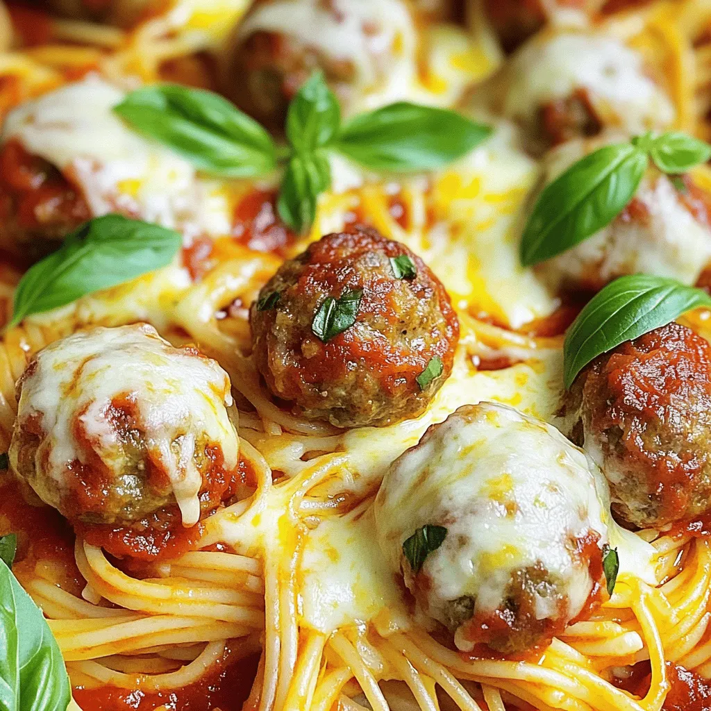 To make this dish, you need key ingredients. Here’s what you will need: - 12 oz spaghetti - 1 lb ground beef (or turkey for a lighter option) - 1 cup breadcrumbs - 1/4 cup grated Parmesan cheese - 1 large egg - 2 cloves garlic, minced - 1 tsp dried oregano - 1 tsp dried basil - Salt and pepper, to taste - 3 cups marinara sauce (store-bought or homemade) - 2 cups shredded mozzarella cheese