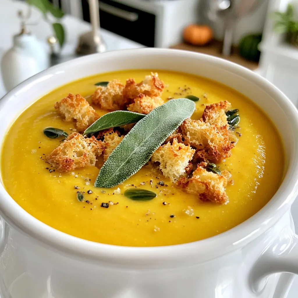 Savory Pumpkin Sage Soup with Croutons Recipe
