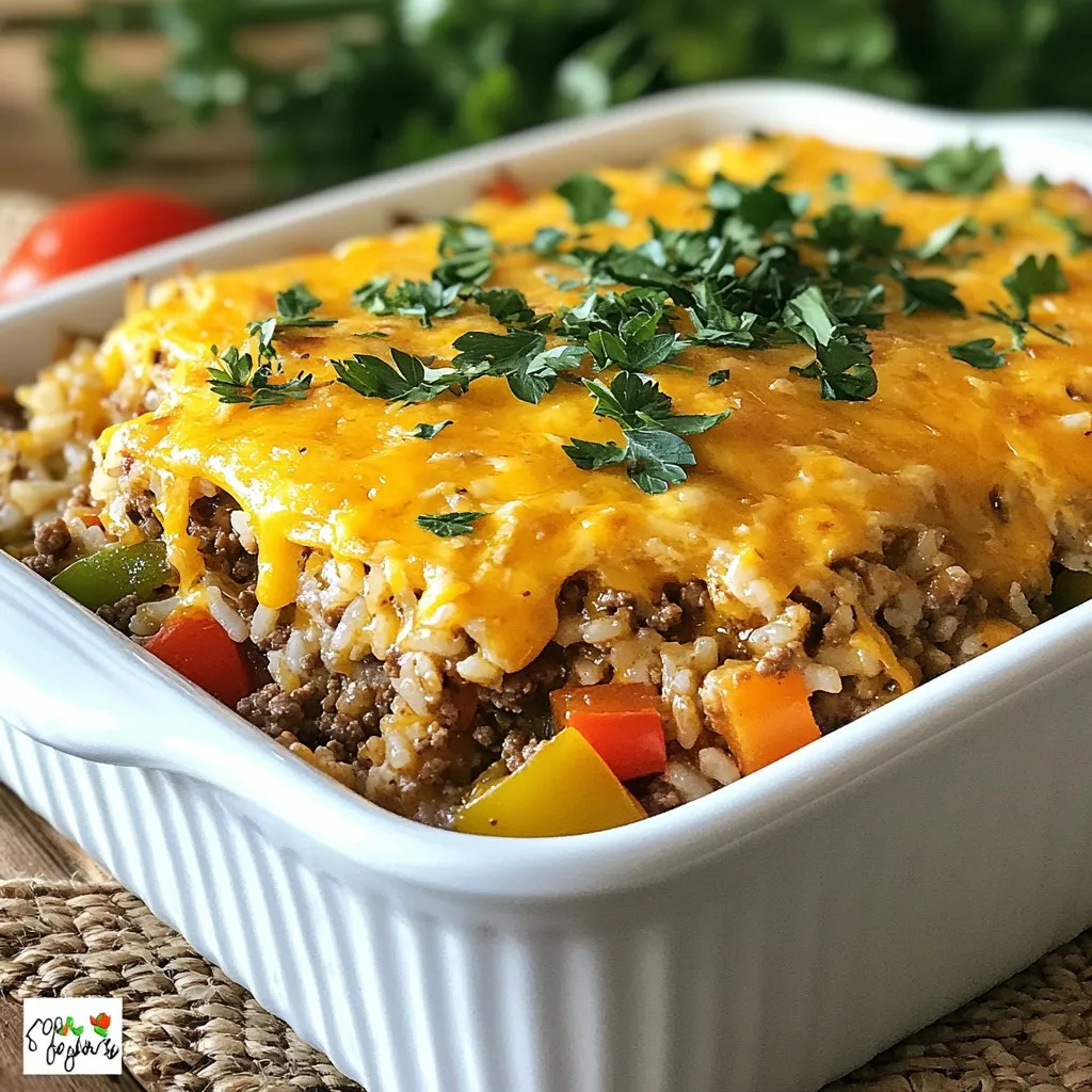 Cheesy Ground Beef Rice Casserole Simple and Tasty