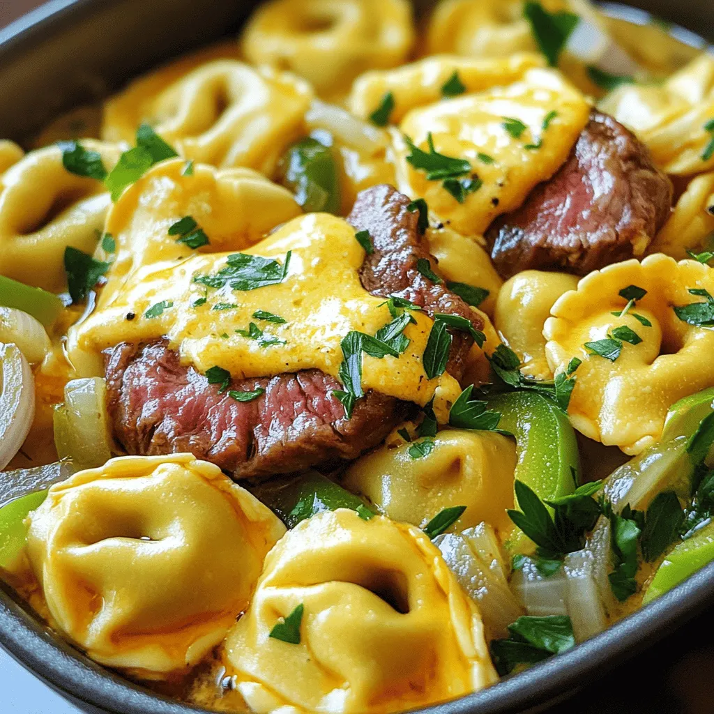 Cheesesteak Tortellini in Rich Provolone Sauce Delight