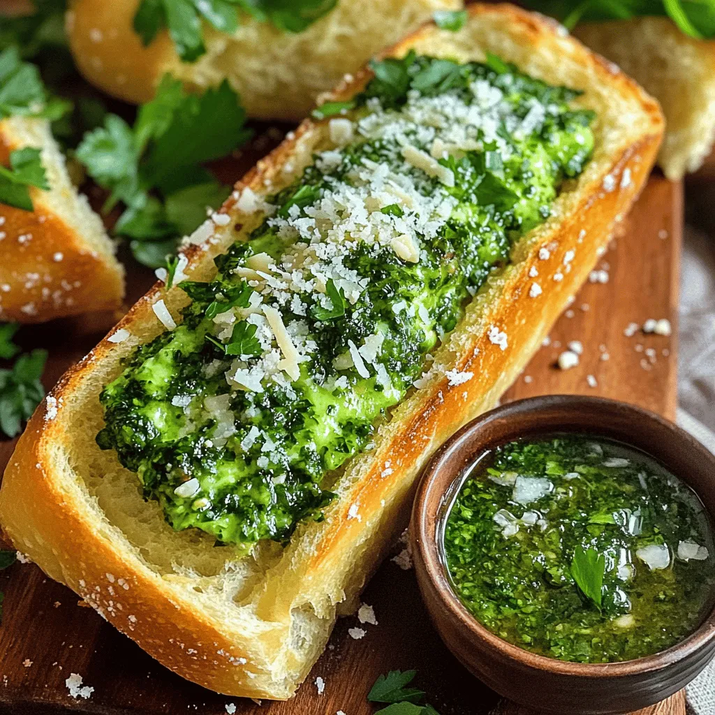 For the best chimichurri garlic bread, gather these ingredients: