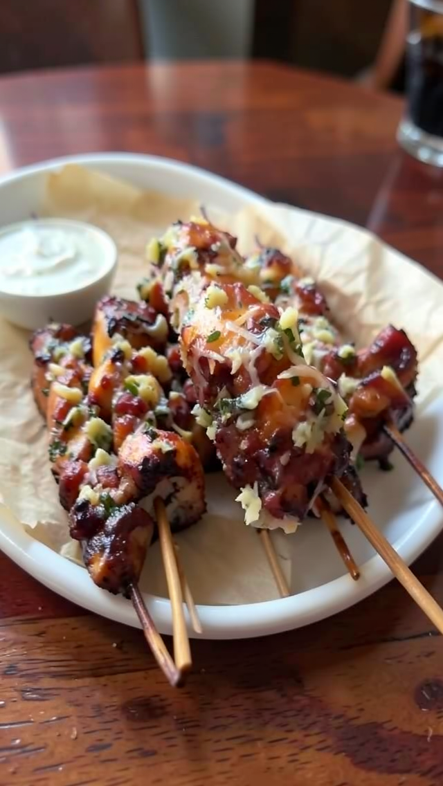 Easy Air Fryer Garlic Parmesan Chicken Skewers Recipe