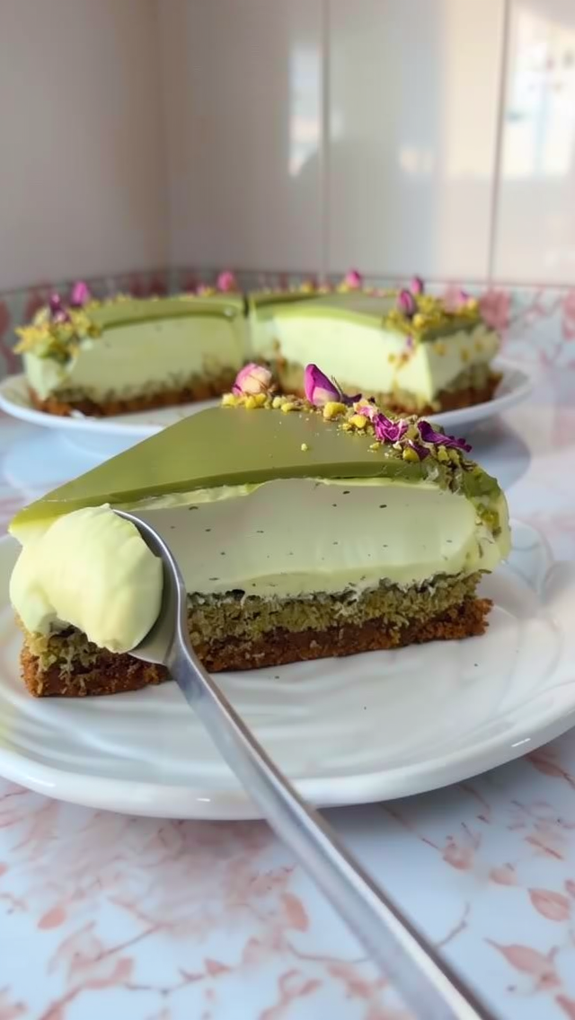 Easy No-Bake Pistachio Kadayif Cheesecake Recipe