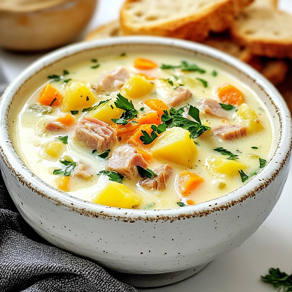 Creamy Crockpot Turkey Ham & Potato Chowder Delight