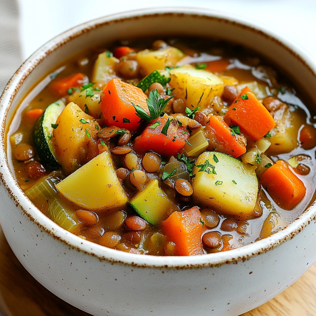 Hearty Slow Cooker Lentil and Veggie Stew Delight