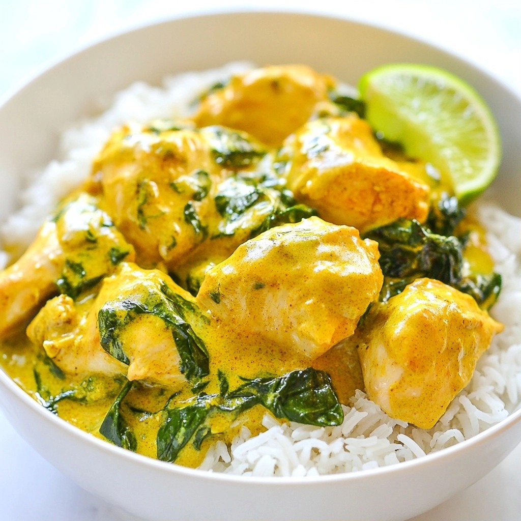 Slow Cooker Creamy Coconut Chicken and Spinach Recipe
