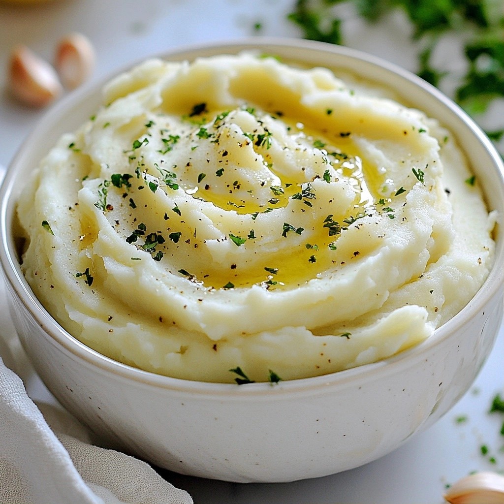 Creamy Crockpot Garlic Herb Mashed Potatoes Recipe