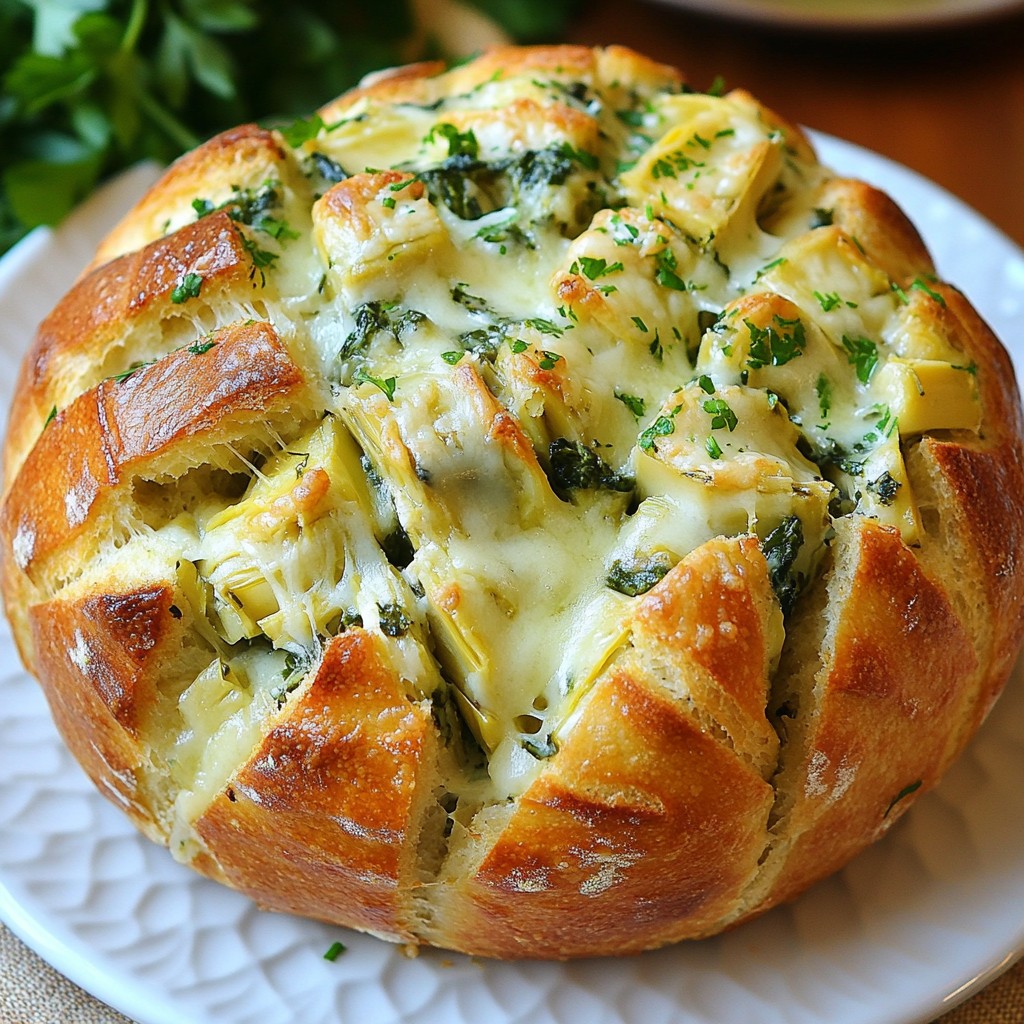 Spinach Artichoke Pull-Apart Bread Flavorful Delight