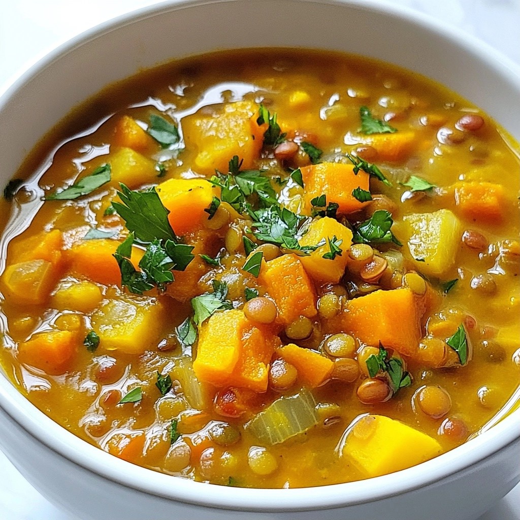 Rich Slow Cooker Butternut Squash Lentil Soup Recipe