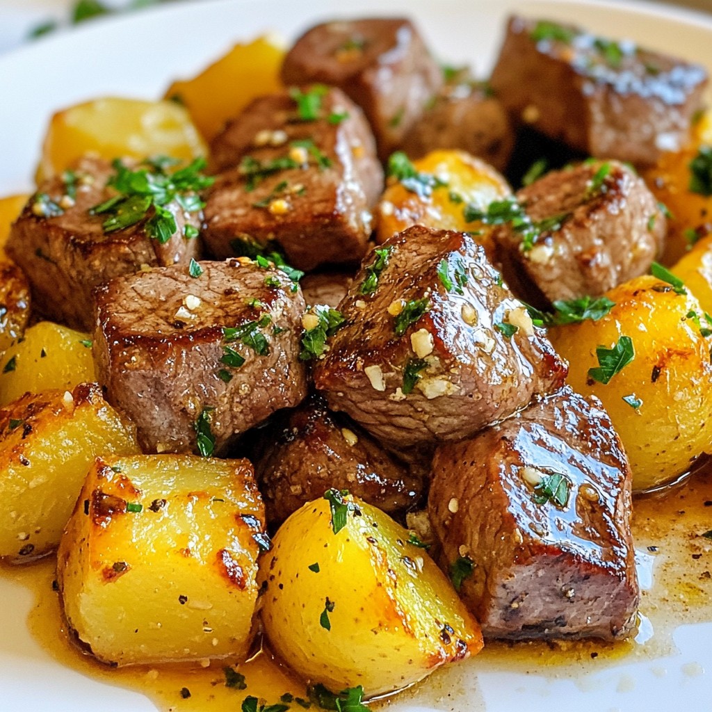 Garlic Butter Steak Bites & Potatoes Delightful Meal