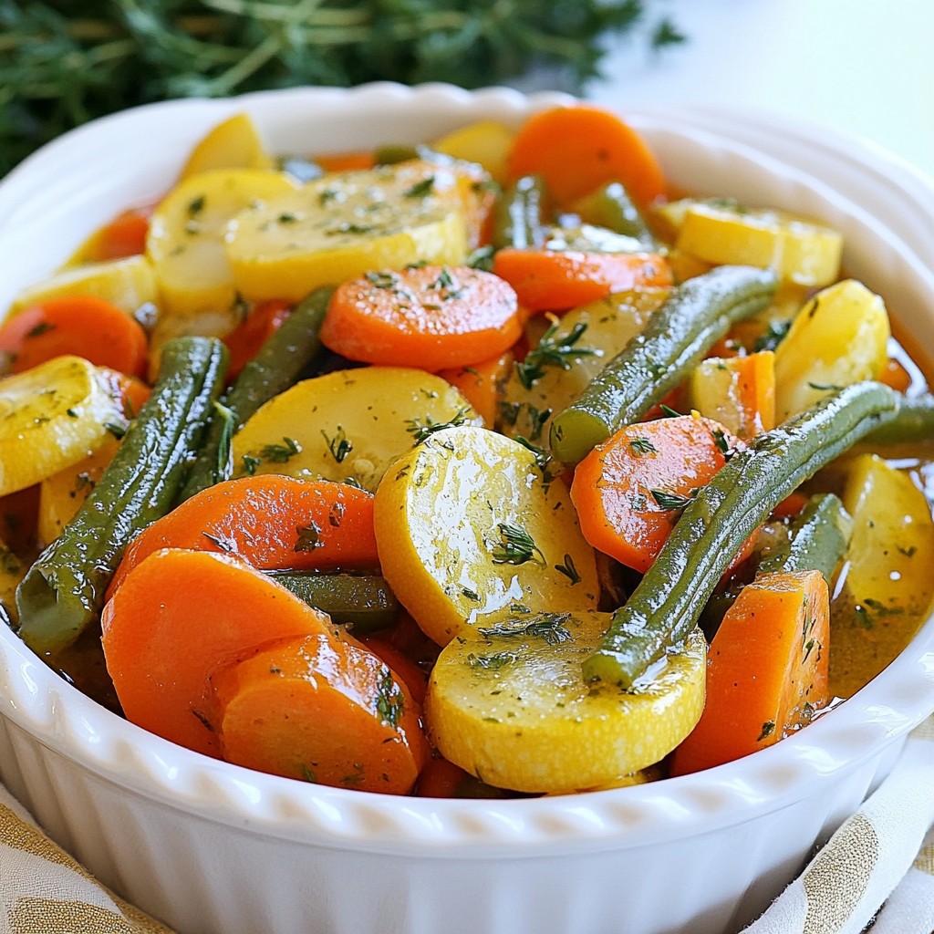 Hearty Crockpot Lemon Herb Veggie Medley Delight
