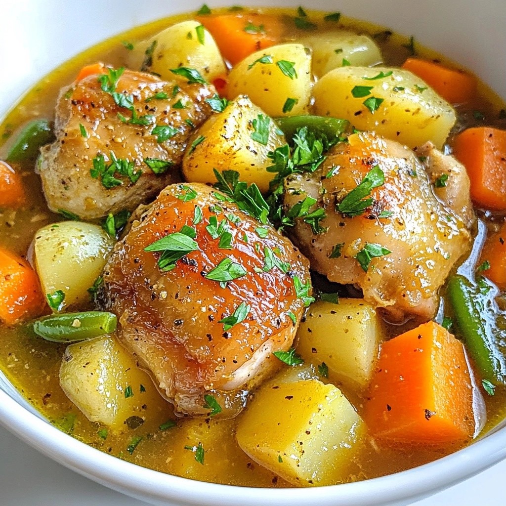 Savory Slow Cooker Herb Garlic Chicken Thigh Stew