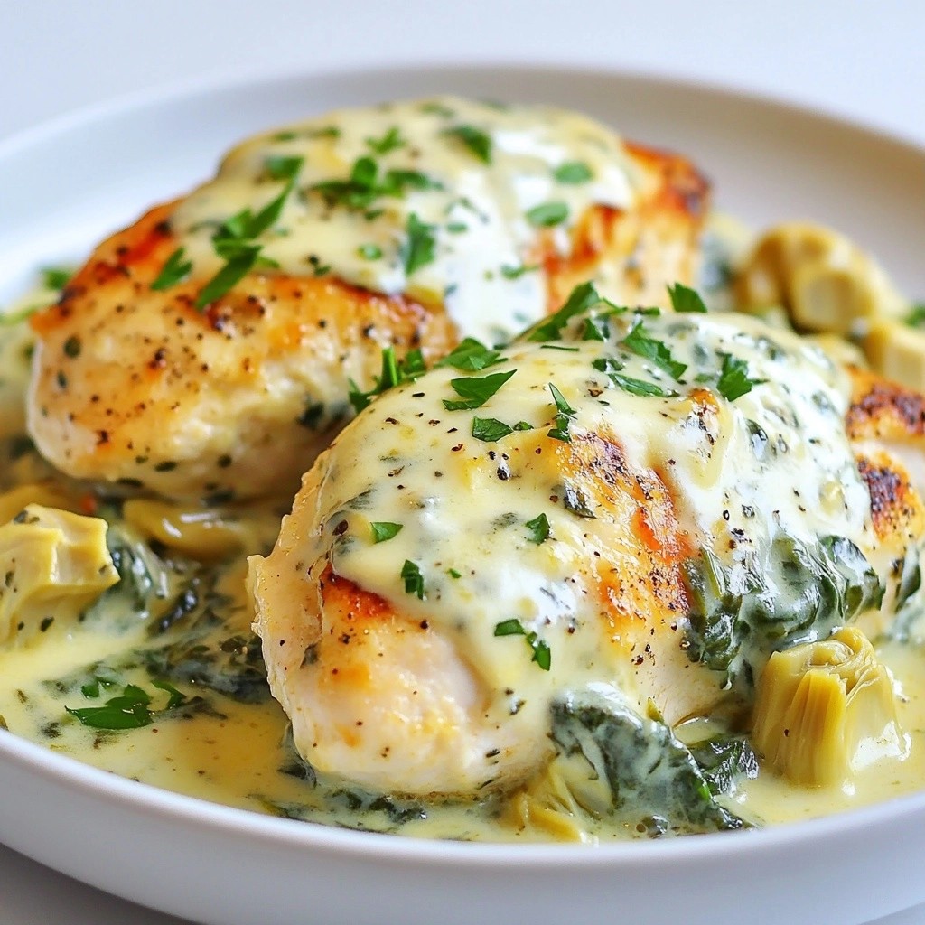 Creamy Crockpot Spinach and Artichoke Chicken Delight