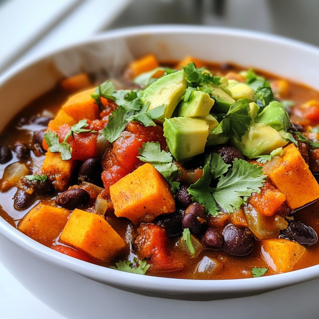 Vegan Sweet Potato Black Bean Chili Hearty Healthy Dish