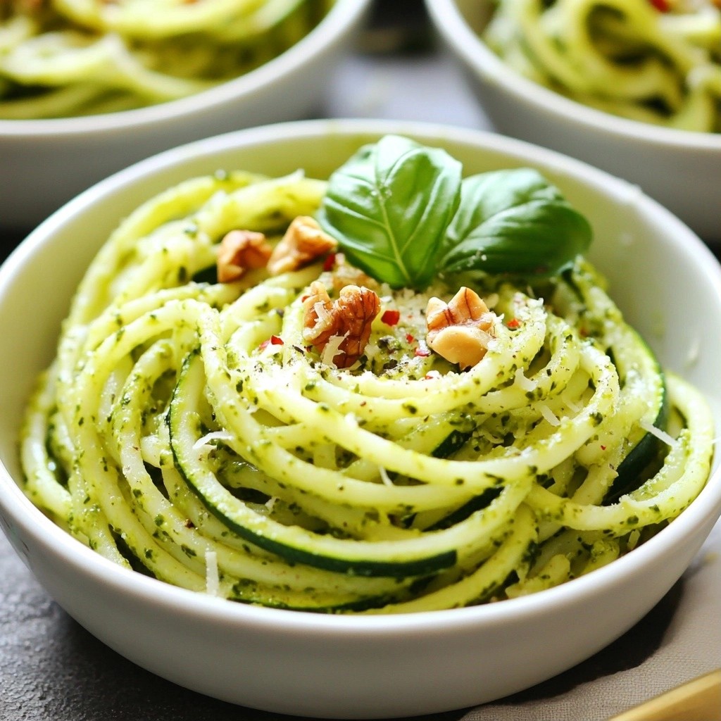 Tender Crockpot Basil Pesto Zucchini Pasta Recipe