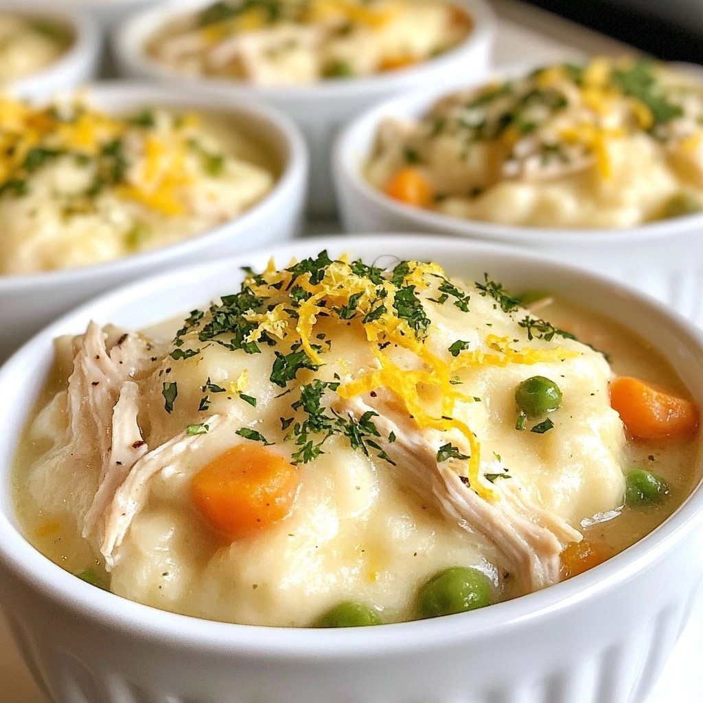 Creamy Crockpot Lemon Herb Chicken and Dumplings Dish