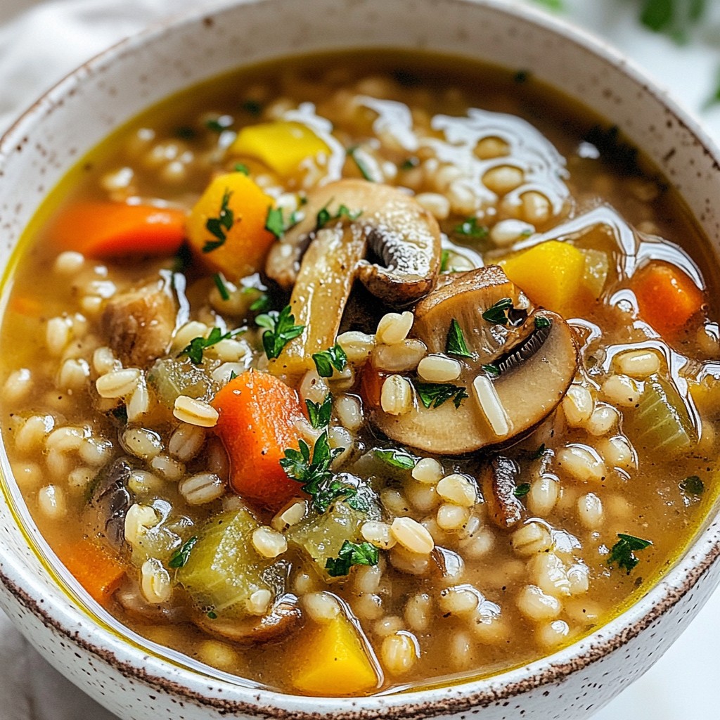 Rich Slow Cooker Mushroom Barley Soup Delight