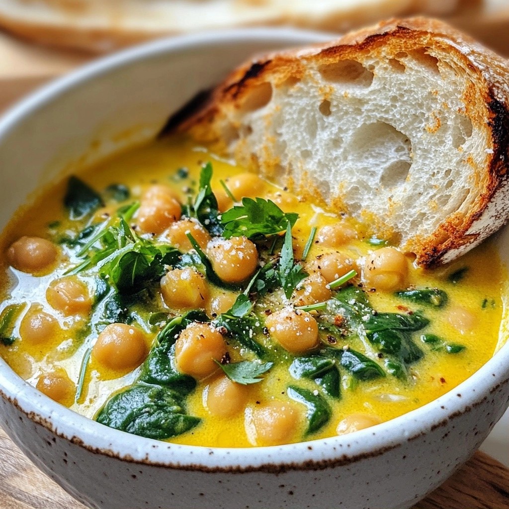 Slow Cooker Creamy Chickpea and Spinach Stew Delight