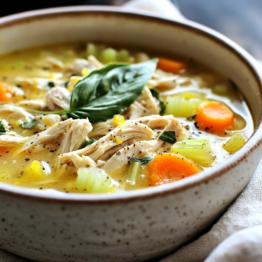 Zesty Slow Cooker Lemon Basil Chicken Soup Delight